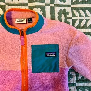 Patagonia Pink Fleece with Teal and Orange Accents